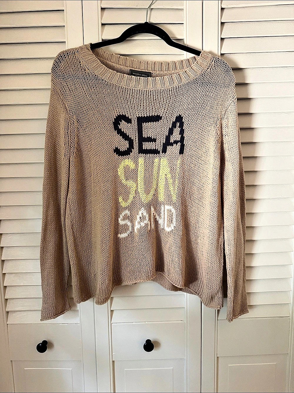 Wooden Ships Sea Sun Sand Crew Sweater Brown XS